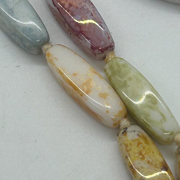 Vintage Multi-Color Glass Beaded Necklace 50" Hand Knotted With Spring Clasp - Picture 10 of 13